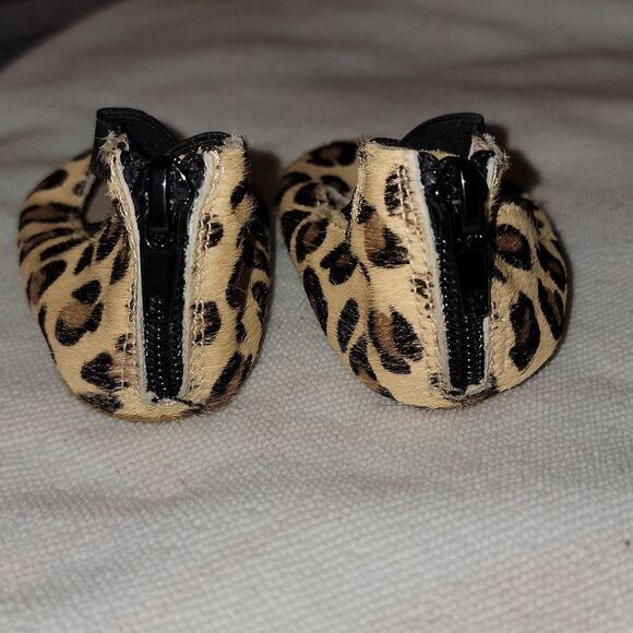 MONKEY FEET Cheetah Print Soft Bottom Leather Ballerina Moccasins Size 6-12 mths - Picture 6 of 7